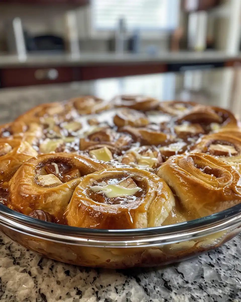 Steam rising from apple pie cinnamon roll bake in pressure cooker