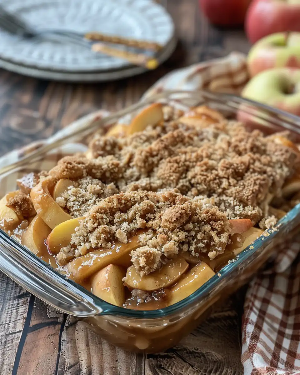 Golden baked apple pie cinnamon roll casserole ready to serve