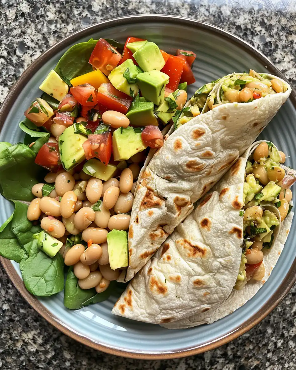 Avocado and white bean salad wraps fresh and ready to enjoy