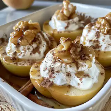 Baked Apples with Cinnamon Yogurt Topping taken with iphone 15 pro max --iw 2 --ar 4:5 --v 6.0 --raw