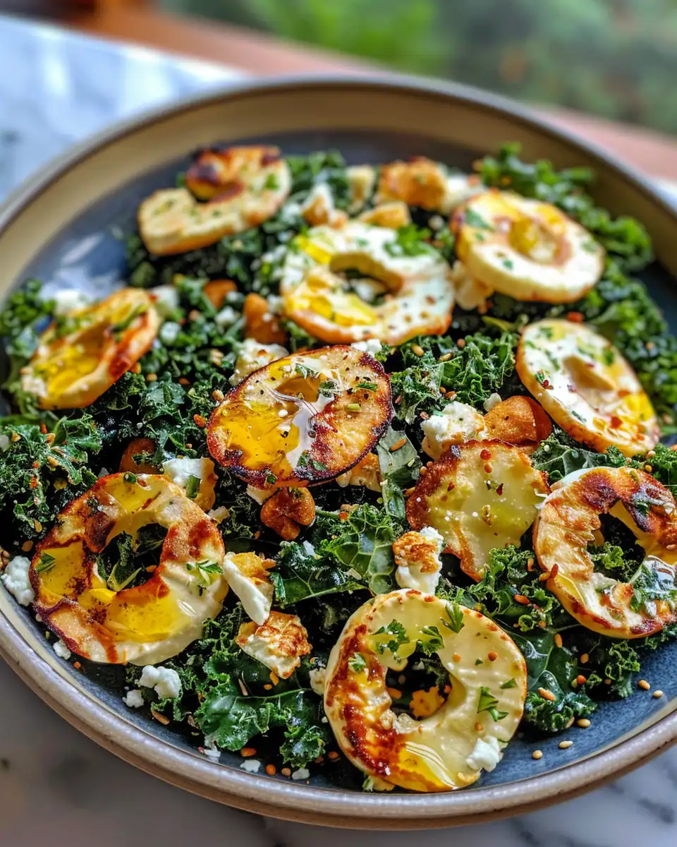 Crispy baked kale salad with apple cider vinaigrette