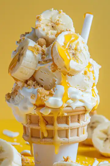 Banana Pudding Cheesecake Ice Cream Will Be This Summers Biggest Hit taken with iphone 15 pro max --iw 2 --ar 4:5 --v 6.0 --raw