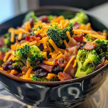 Broccoli Salad With Bacon, Raisins And Cheddar Cheese taken with iphone 15 pro max --iw 2 --ar 4:5 --v 6.0 --raw