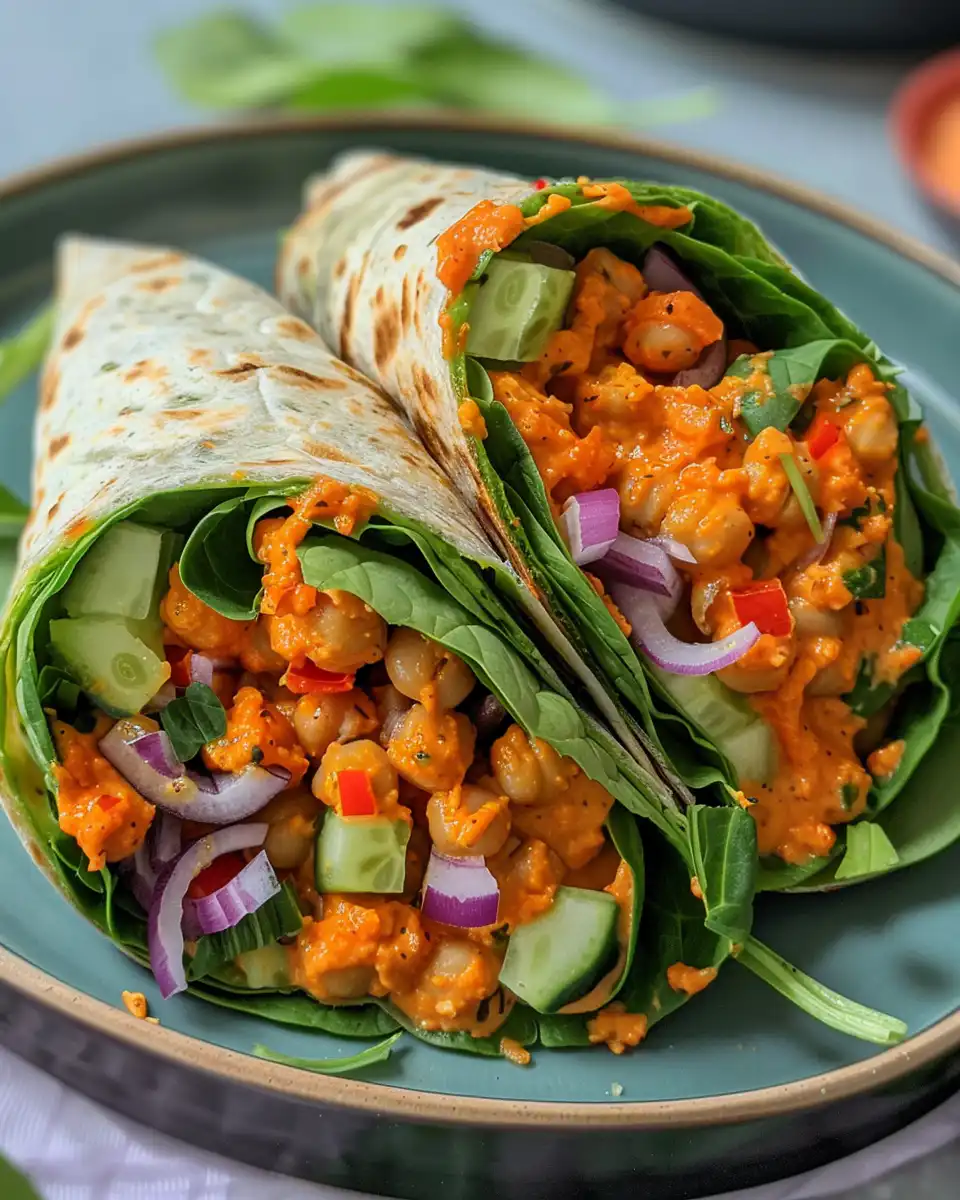 Buffalo chickpea salad wraps fresh and ready to eat