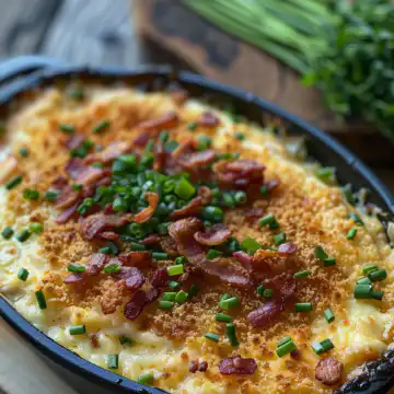 Cheese and Bacon Grits Casserole taken with iphone 15 pro max --iw 2 --ar 4:5 --v 6.0 --raw