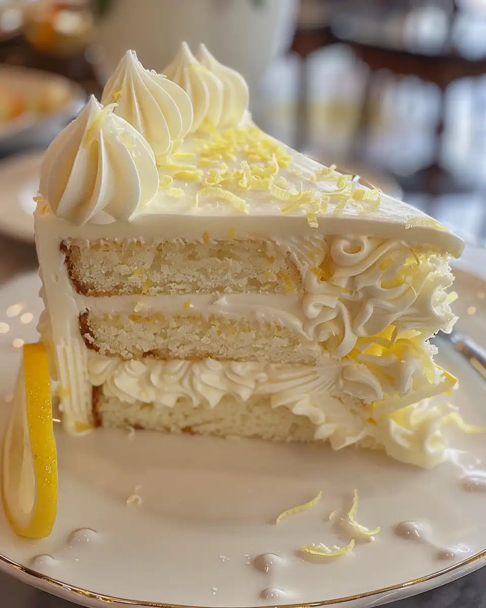 Finished lemon cream cake slice with brown sugar crumble topping