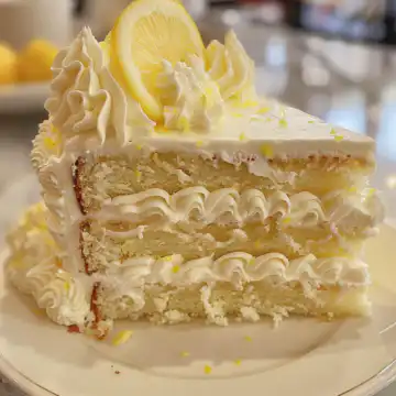 Cheesecake Factory Italian Lemon Cream Cake Copycat taken with iphone 15 pro max --iw 2 --ar 4:5 --v 6.0 --raw