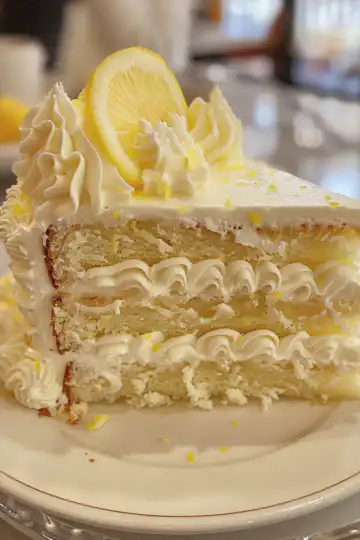 Cheesecake Factory Italian Lemon Cream Cake Copycat taken with iphone 15 pro max --iw 2 --ar 4:5 --v 6.0 --raw
