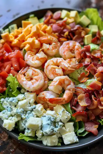 Chopped Salad With Shrimp, Blue Cheese And Bacon 7 taken with iphone 15 pro max --iw 2 --ar 4:5 --v 6.0 --raw