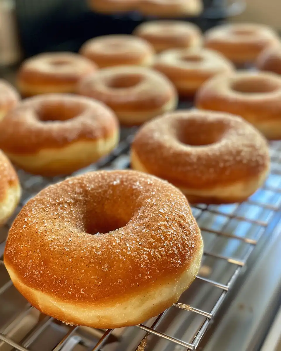 Fresh cinnamon sugar donuts plated and ready to enjoy