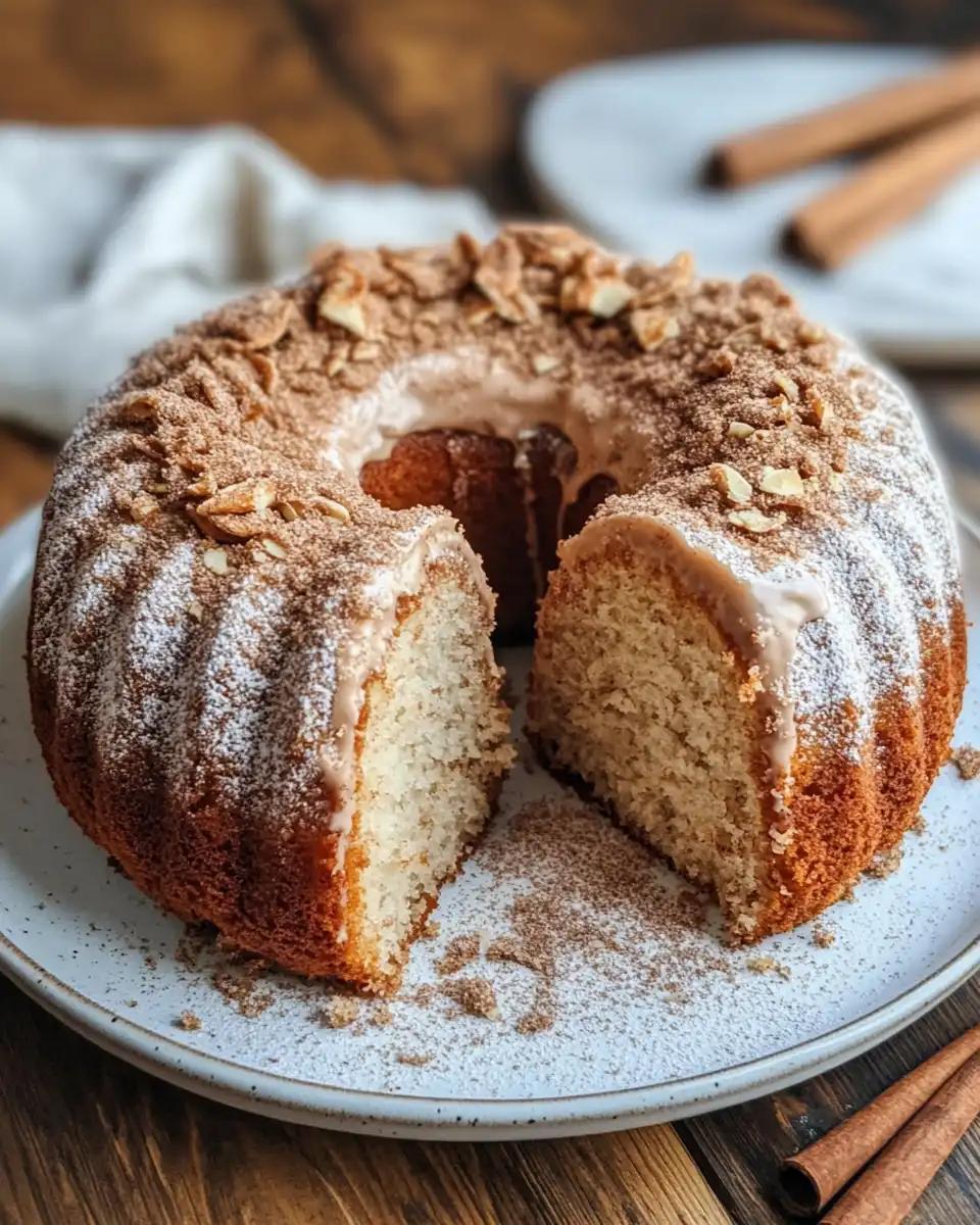 Warm apple bundt cake baking in pressure cooker with steam vent