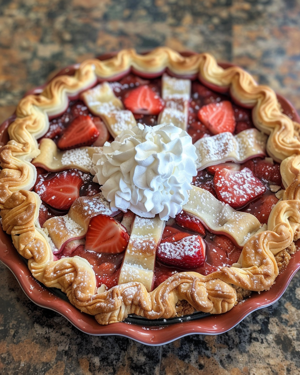 Strawberry pie ingredients laid out including frozen crust and fresh berries