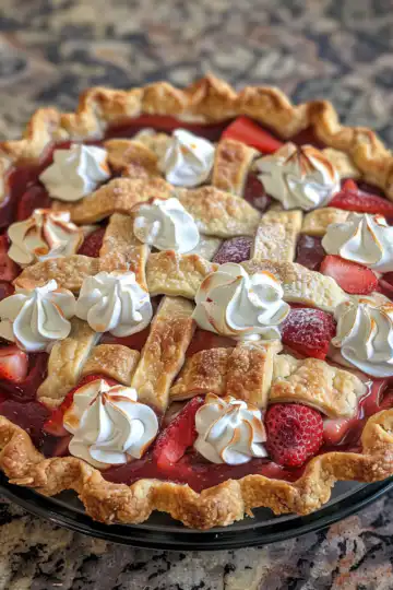 Copycat Big Boy Strawberry Pie taken with iphone 15 pro max --iw 2 --ar 4:5 --v 6.0 --raw