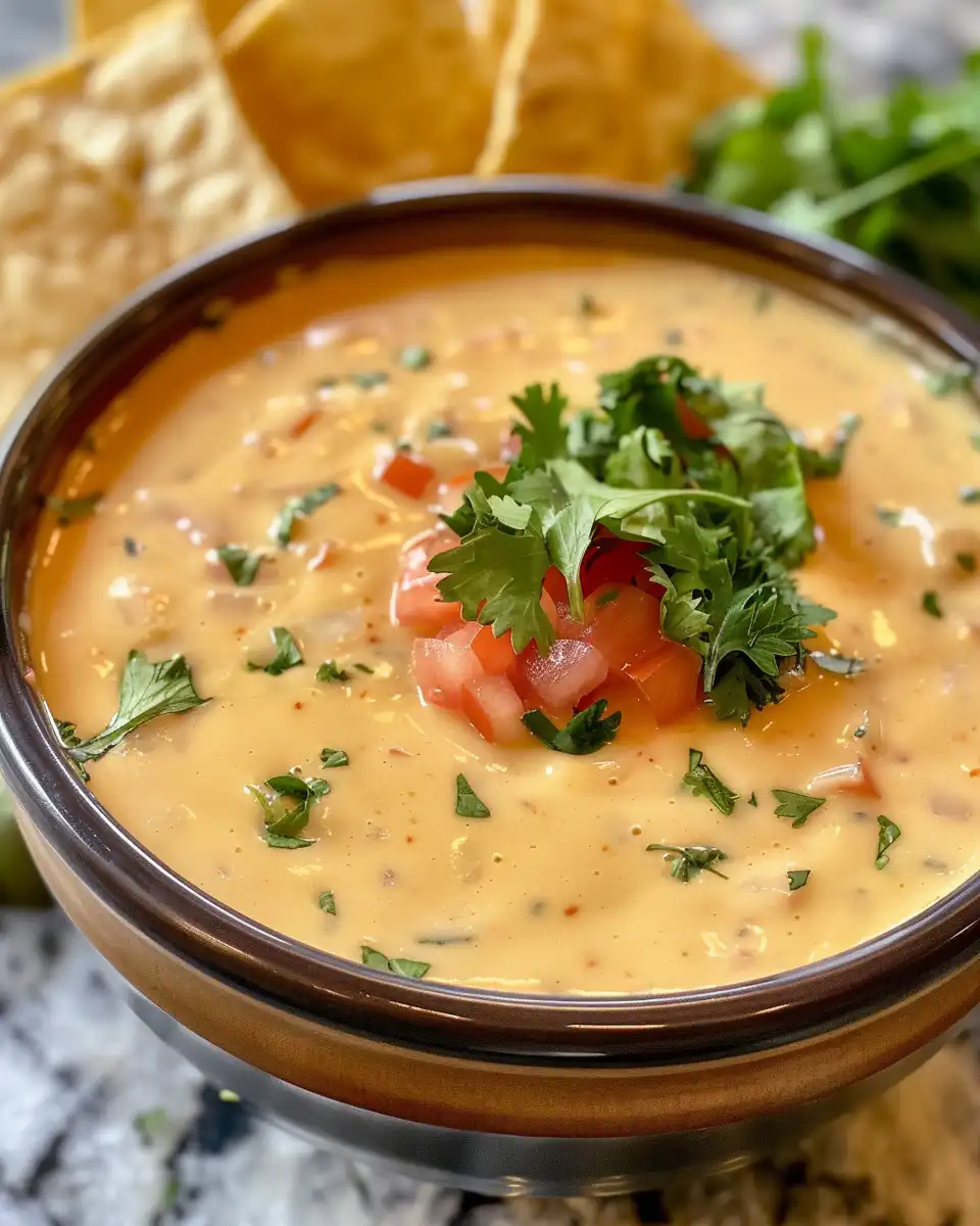 Creamy cheesy queso dip fresh from pressure cooker