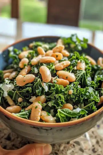 Copycat Erewhon Kale White Bean Salad taken with iphone 15 pro max --iw 2 --ar 4:5 --v 6.0 --raw