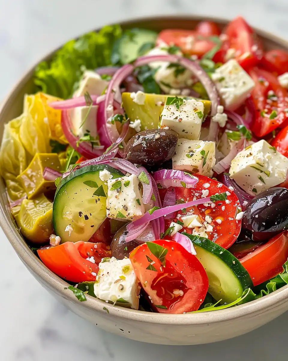 Plated Panera Greek Salad served fresh and ready