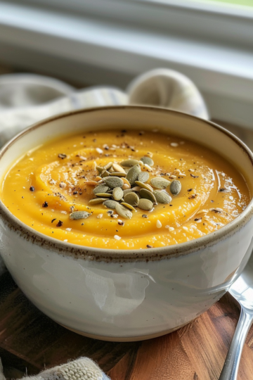 Copycat Panera Squash Soup taken with iphone 15 pro max --iw 2 --ar 4:5 --v 6.0 --raw