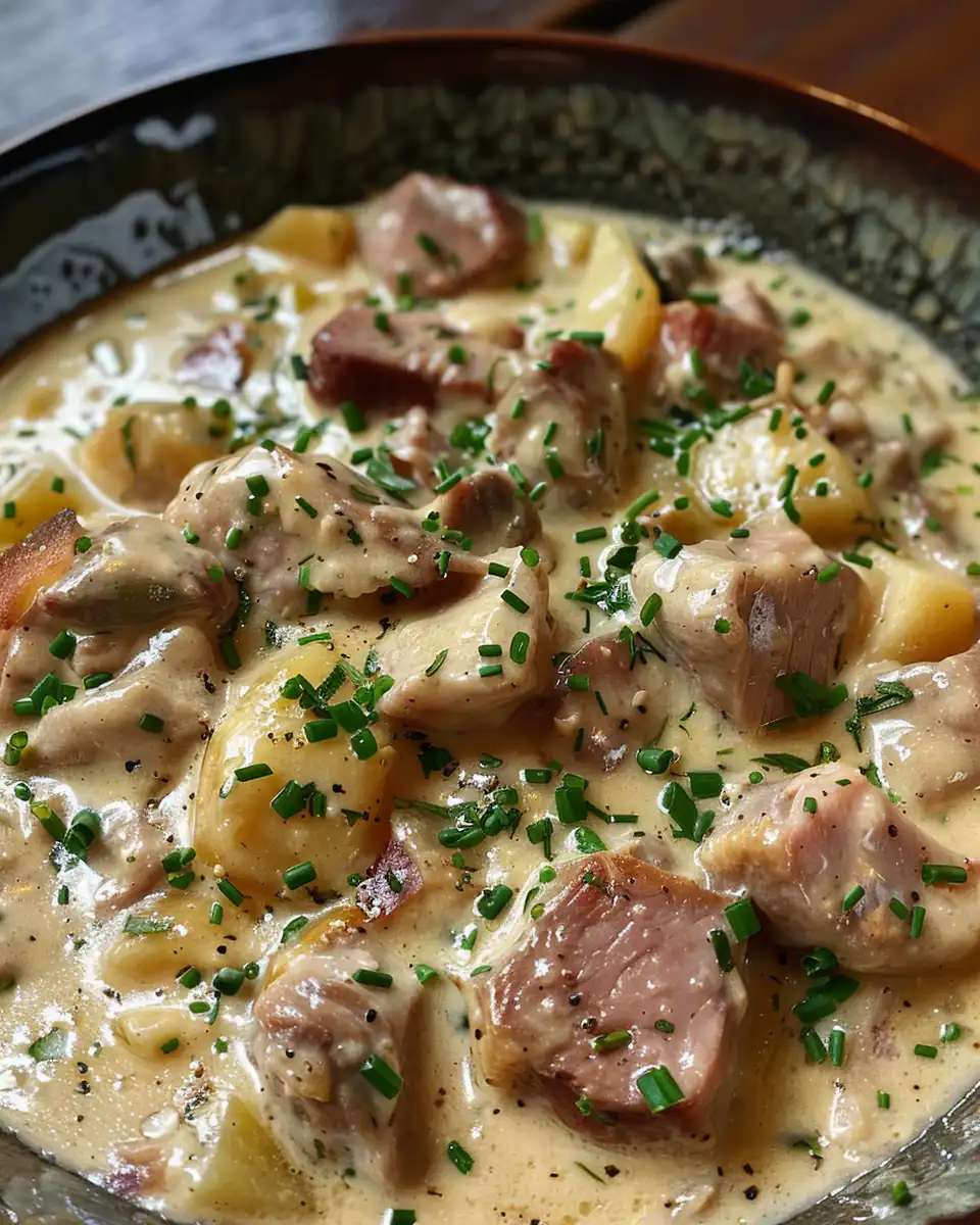 Ingredients including apples, pork, chestnuts, and cider for pork casserole