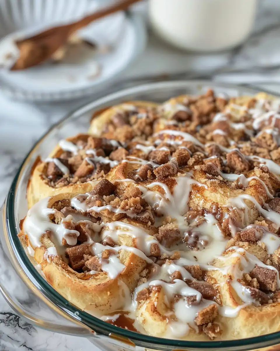 Fresh cinnamon roll casserole steaming in pressure cooker