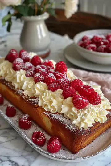 Easy Summer Raspberry Loaf Cake taken with iphone 15 pro max --iw 2 --ar 4:5 --v 6.0 --raw