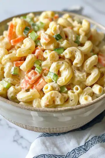 Easy Vegan Macaroni Salad taken with iphone 15 pro max --iw 2 --ar 4:5 --v 6.0 --raw