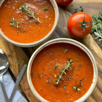 Easy Vitamix Tomato Soup Recipe taken with iphone 15 pro max --iw 2 --ar 4:5 --v 6.0 --raw