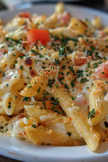 Four Cheese Pasta Cheesecake Factory Copycat taken with iphone 15 pro max --iw 2 --ar 4:5 --v 6.0 --raw