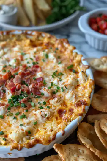 Hot Crab And Bacon Dip taken with iphone 15 pro max --iw 2 --ar 4:5 --v 6.0 --raw