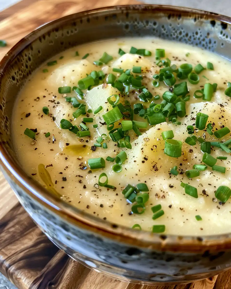 Instant Pot potato soup simmering with steam vent visible