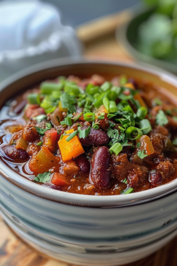 Instant Pot Vegan Chili taken with iphone 15 pro max --iw 2 --ar 4:5 --v 6.0 --raw