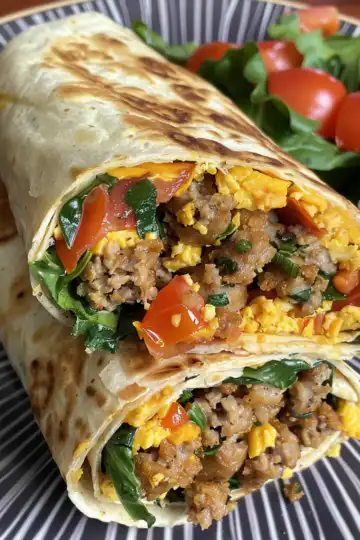 Italian Sausage Breakfast Wraps taken with iphone 15 pro max --iw 2 --ar 4:5 --v 6.0 --raw