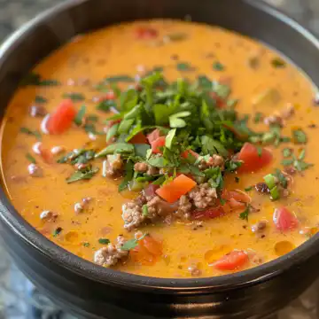 Keto Cheeseburger Soup Recipe taken with iphone 15 pro max --iw 2 --ar 4:5 --v 6.0 --raw