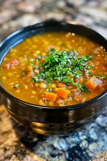 Lentil & Bacon Soup taken with iphone 15 pro max --iw 2 --ar 4:5 --v 6.0 --raw