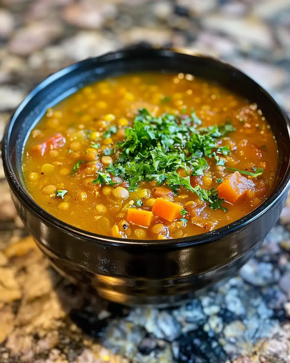 Aromatic bacon frying in pressure cooker for lentil soup