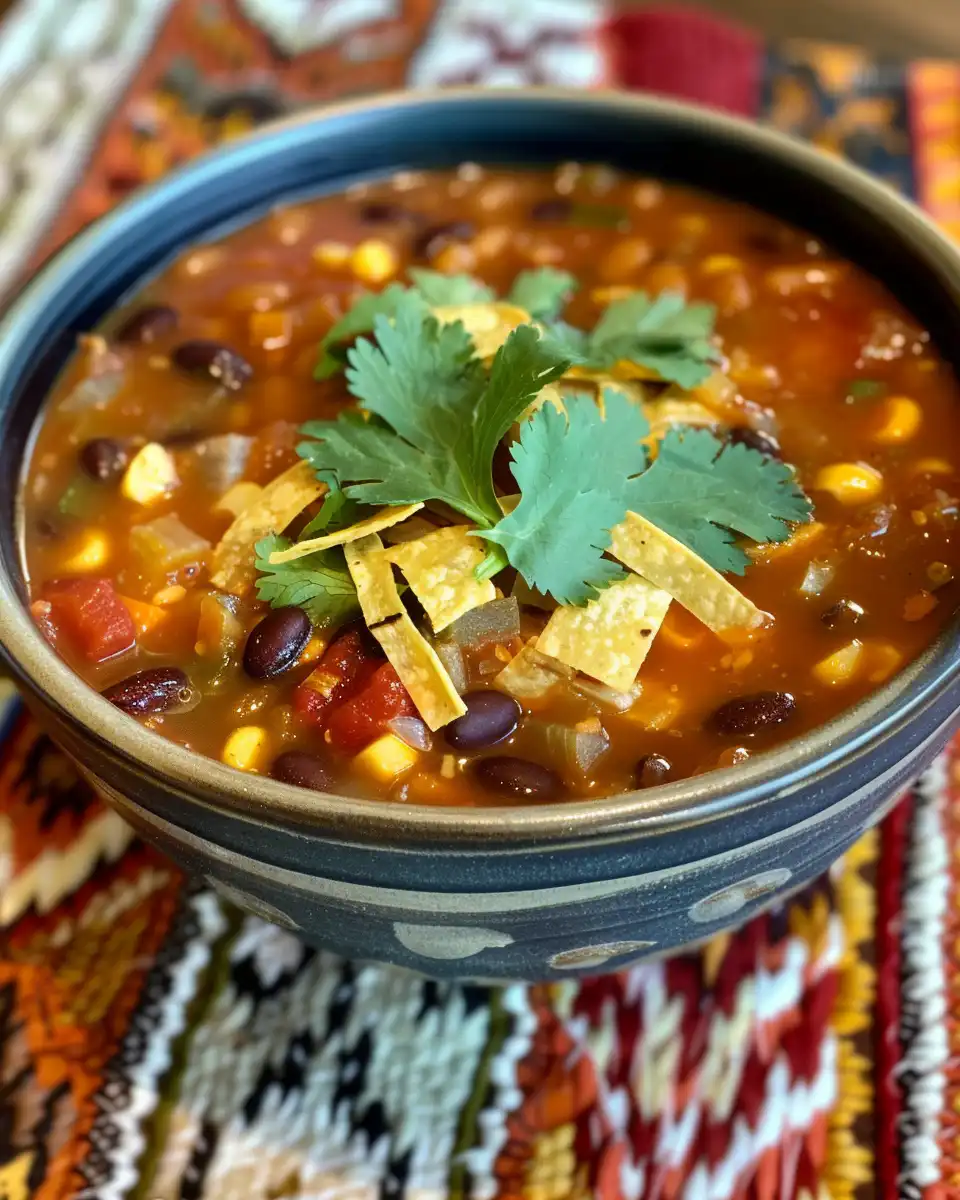 Freshly prepared ingredients for vegan tortilla soup in bowls