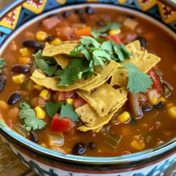 Mexican Bean Tortilla Vegan Soup taken with iphone 15 pro max --iw 2 --ar 4:5 --v 6.0 --raw