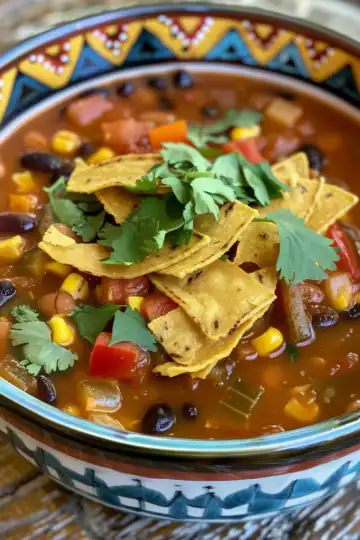Mexican Bean Tortilla Vegan Soup taken with iphone 15 pro max --iw 2 --ar 4:5 --v 6.0 --raw