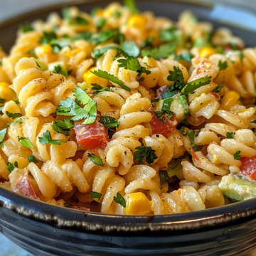 Mexican Street Corn Pasta Salad taken with iphone 15 pro max --iw 2 --ar 4:5 --v 6.0 --raw