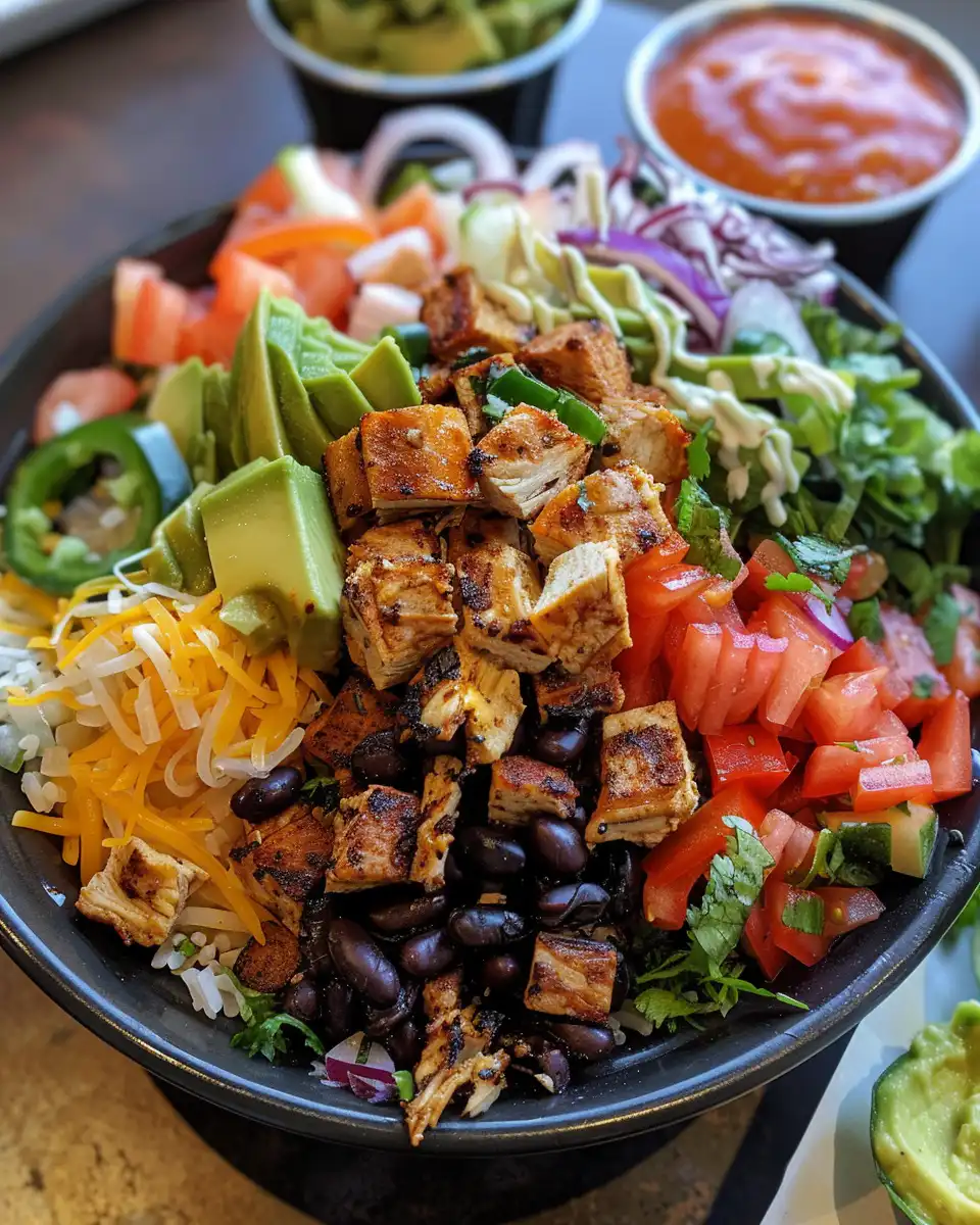 Finished healthy bowl with avocado and cilantro topping