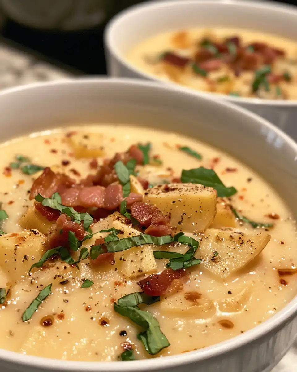 Ingredients for creamy potato soup with diced vegetables and bacon cooked in pressure cooker