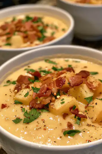 Potato Soup With Bacon taken with iphone 15 pro max --iw 2 --ar 4:5 --v 6.0 --raw