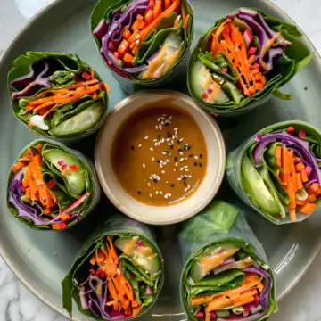Rainbow Collard Wraps With Peanut Butter Dipping Sauce taken with iphone 15 pro max --iw 2 --ar 4:5 --v 6.0 --raw