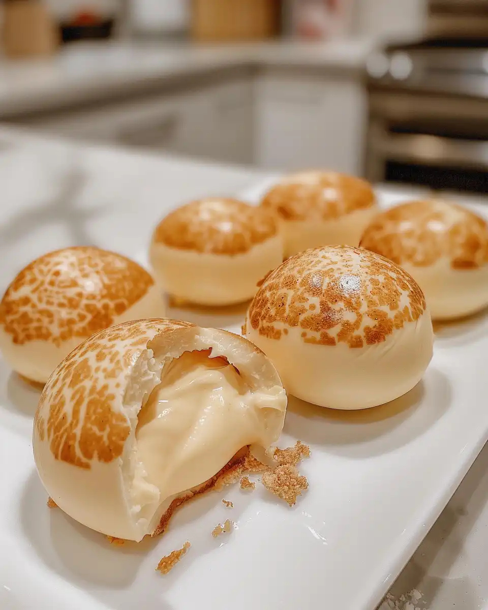 Finished golden brown egg white bites plated and ready to serve