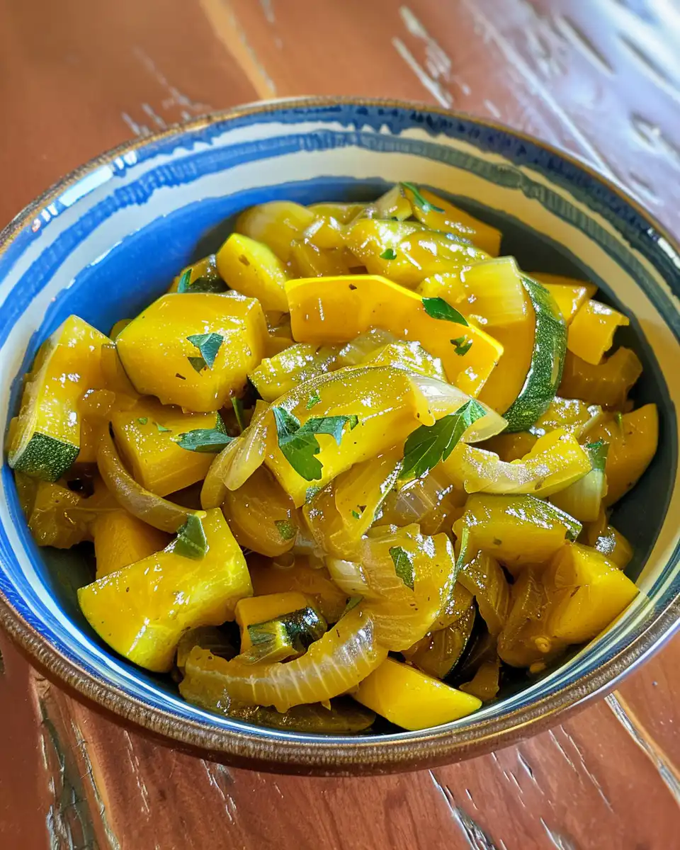 Ingredients for southern stewed squash and sweet onions in bowls