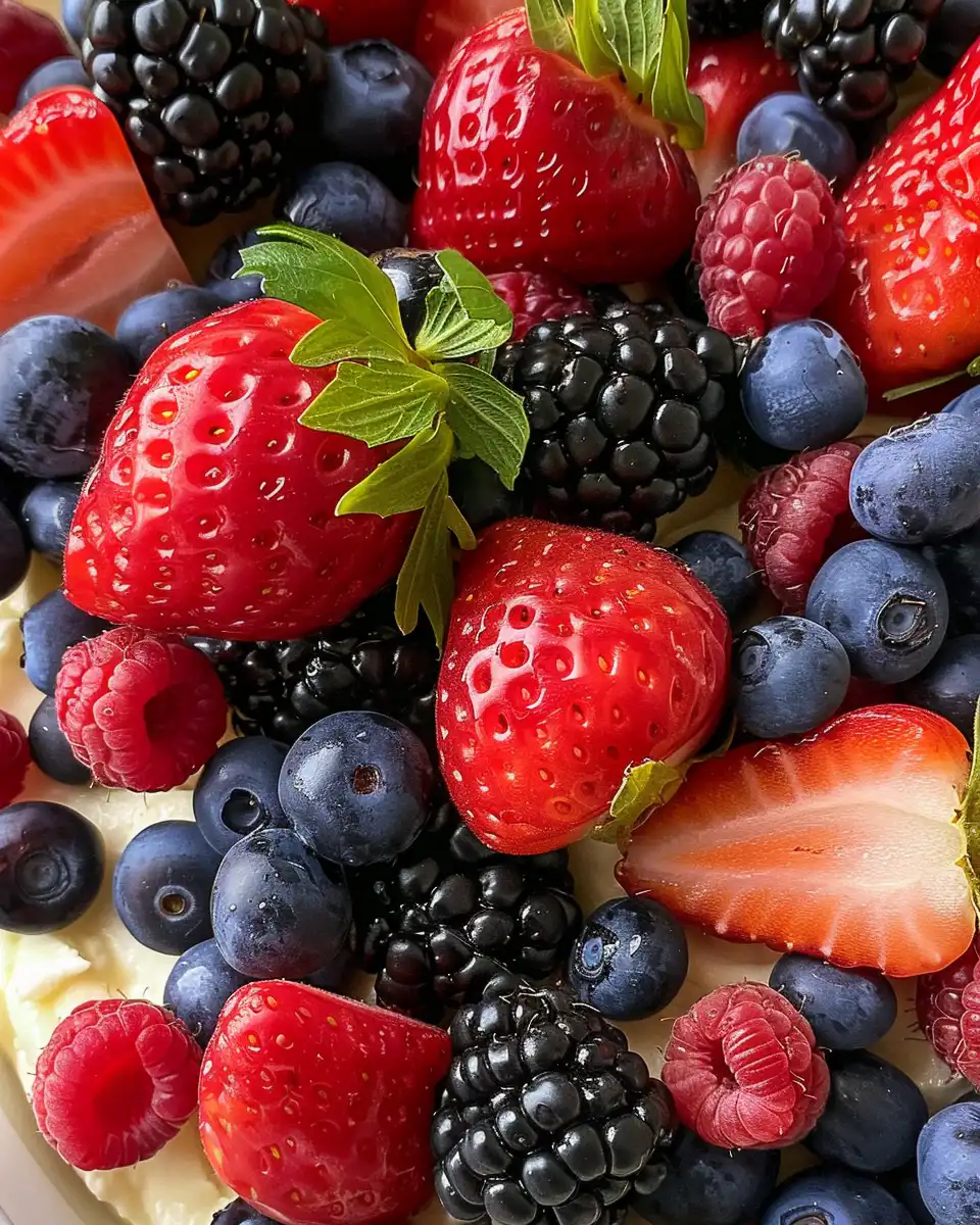 Final chilled summer berry cheesecake salad served in a bowl