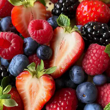 Summer Berry Cheesecake Salad taken with iphone 15 pro max --iw 2 --ar 4:5 --v 6.0 --raw