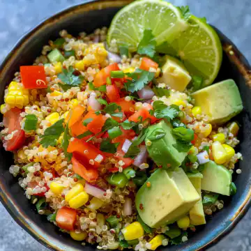 Summer Elote Quinoa Salad taken with iphone 15 pro max --iw 2 --ar 4:5 --v 6.0 --raw