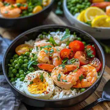 Summer Sheet Pan Shrimp And Rice Bowls taken with iphone 15 pro max --iw 2 --ar 4:5 --v 6.0 --raw
