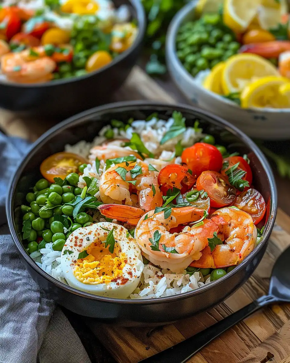 Colorful sheet pan with shrimp, peppers, and rice cooking in pressure cooker
