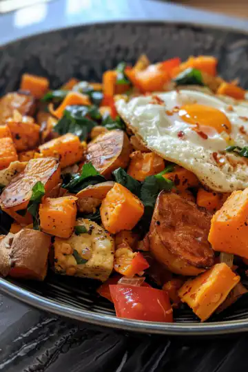 Sweet Potato Breakfast Scramble taken with iphone 15 pro max --iw 2 --ar 4:5 --v 6.0 --raw